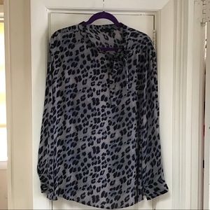 Blue Animal Print Blouse